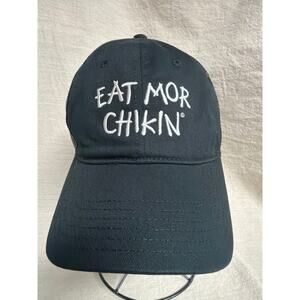 Chick-fil-A Eat Mor Chikin Trucker Hat Black Mesh Snapback Cap Promo Logo
